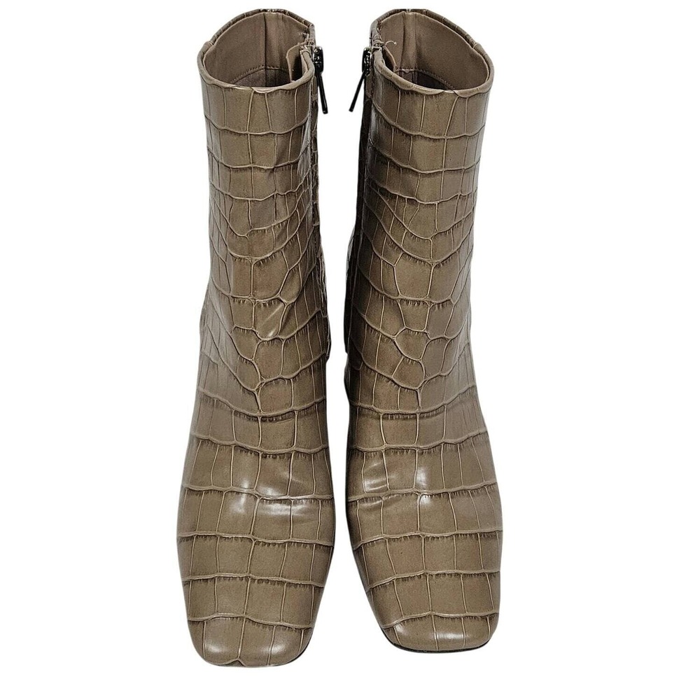 Sam Edelman Codie Ankle Boot Women 11 Taupe Grey Croc Embossed Block Heel Bootie - Picture 3 of 10